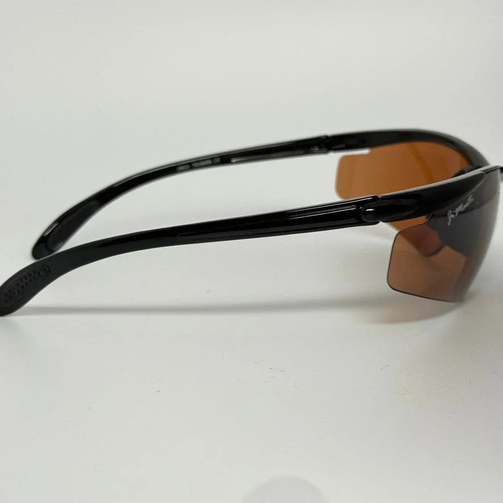 Ji Marti JM01‎ TR90 Frame Sport Sunglasses Black Amber Lenses Taiwan CE 21731